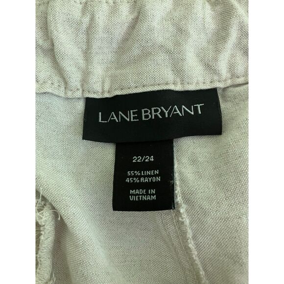 Lane Bryant khaki gold linen roll cuff capri pants - Picture 5 of 15